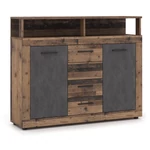 Kép 1/6 - BLAGO MIDI B Fiókos Komód 119,5 cm Sötét Tölgy/Fekete