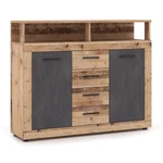 Kép 1/5 - BLAGO MIDI B Fiókos Komód 119.5 cm Nyers Tölgy/Grafit