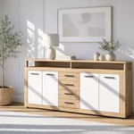 Kép 2/6 - BLAGO Fiókos Komód 190 cm Artisan Tölgyfa/Fehér