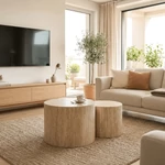Kép 1/6 - Leila, dohányzóasztal készlet, travertino, MDF
