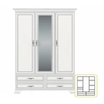 Kép 6/8 - Szekrény tükörrel 3D4S, DTD laminált, woodline bézs, TIFFY 01