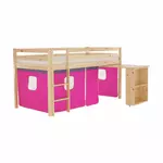 Kép 18/19 - Ágy PC asztallal, fenyő fa/rózsaszín, 90x200, ALZENA