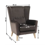 Kép 15/15 - Fotel-füles, taupe-szürke-barna/bükk, RODEZA