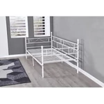 Kép 4/9 - Fém kanapé - egyszemélyes ágy, fehér, 90x200, ROZALI