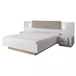 Kép 3/4 - Ágy ágyneműtartóval, fehér/grandson tölgy/fehér magas fényű, CITY