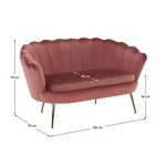 Kép 6/19 - Pad Art-deco stílusban, rózsaszín Velvet anyag/gold chróm-arany, NOBLIN