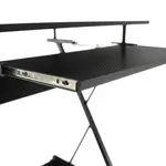 Kép 7/13 - Mozgatható számítógépasztal/Gamer asztal kerekekkel, fekete, TARAK