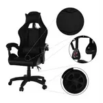 Kép 8/19 - Irodai/gamer szék RGB LED háttérvilágítással, fekete, MAFIRO