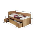 Kép 2/3 - Ágy ágyneműtartóval, bükk, 90x200 cm, OTO