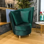 Kép 5/19 - Fotel Art Deco stílusban, smaragd Kronos szövet/tölgy, ROUND NEW
