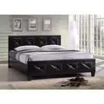 Kép 2/3 - CARISA ágy + ágyrács, fekete textilbőr, 180x200