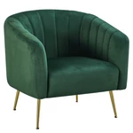 Kép 1/9 - Design fotel, sötétzöld Velvet szövet/gold króm-arany, BAGY