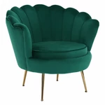 Kép 1/19 - Fotel Art-deco stílusban, smaragd Velvet anyag/gold króm-arany, NOBLIN