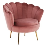 Kép 1/19 - Fotel Art-deco stílusban, rózsaszín Velvet anyag/gold króm-arany, NOBLIN