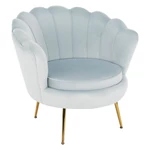 Kép 1/17 - Fotel Art-deco stílusban, szürke-kék Velvet anyag/gold chróm-arany, NOBLIN
