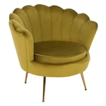 Kép 1/19 - Fotel Art-deco stílusban, mustár színű Velvet anyag/gold chróm-arany, NOBLIN