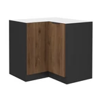 Kép 1/7 - Alsó sarokszekrény, okapi dió/fekete, MENZO 90x90 DN 2F BB