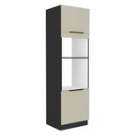 Kép 1/7 - Magas szekrény sütőhöz és mikrohullámú sütőhöz, cashmere/fekete, ARAKA 60 DPM-210 2F