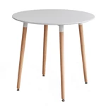 Kép 1/8 - Étkezőasztal, fehér/bükk, átmérő 80 cm, ELCAN NEW