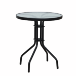 Kép 16/17 - Étkezőasztal, fekete acél/edzett üveg, átmérő 60 cm, BORGEN TYP 1