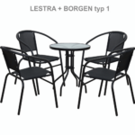 Kép 9/17 - Étkezőasztal, fekete acél/edzett üveg, átmérő 60 cm, BORGEN TYP 1