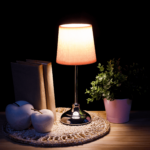 Kép 10/12 - Asztali lámpa, fém/rózsaszín textil lámpabúra, GAIDEN