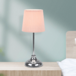 Kép 2/12 - Asztali lámpa, fém/rózsaszín textil lámpabúra, GAIDEN