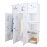 Kép 1/6 - Gyerek moduláris szekrény, fehér/barna gyerek minta, KITARO