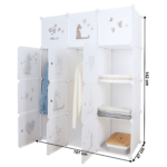 Kép 3/6 - Gyerek moduláris szekrény, fehér/barna gyerek minta, KITARO