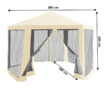 Kép 9/9 - Kerti pavilon sátor, 3,9x2,5x3,9m, bézs/fekete, RINGE TYP 2+6 oldal