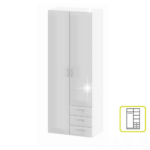 Kép 1/2 - 2-ajtós szekrény fehér extra magas fényű HG GWEN 70425