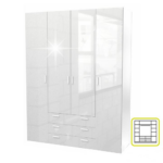 Kép 1/2 - 4-ajtós szekrény fehér extra magas fényű HG GWEN 70429