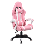 Kép 1/7 - Irodai/gamer szék, rózsaszín/fehér, PINKY
