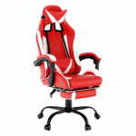 Kép 1/4 - Irodai/gamer fotel, fekete/fehér/piros, OZGE NEW