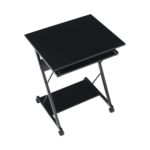 Kép 3/12 - Mozgatható számítógépasztal/Gamer asztal kerekekkel, fekete, TARAK