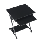 Kép 2/12 - Mozgatható számítógépasztal/Gamer asztal kerekekkel, fekete, TARAK