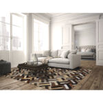 Kép 12/13 - Luxus bőrszőnyeg, barna/fekete/bézs, patchwork, 140x200 , bőr TIP 2