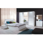 Kép 2/3 - Dupla ágy, 160x200, fehér/ magasfényű fehér HG, ASIENA