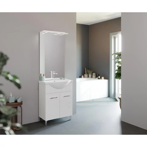 Smart 85cm-es két ajtós, két fiókos fürdőszobaszekrény, mosdóval 