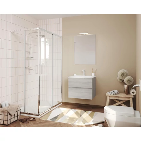 Easy 60cm-es két fiókos fürdőszobaszekrény  szürke tölgy + mosdó
