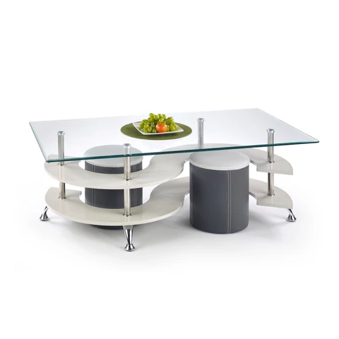 NINA 5 dohányzóasztal puffokkal szürke   sötét szürke