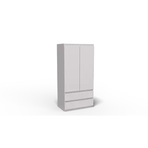 Merg 2 ajtós - 2 fiókos gardróbszekrény fehér színben