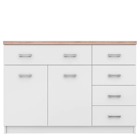Komód 2d5s DTD laminált fehér  és  sonoma tölgyfa TOPTY