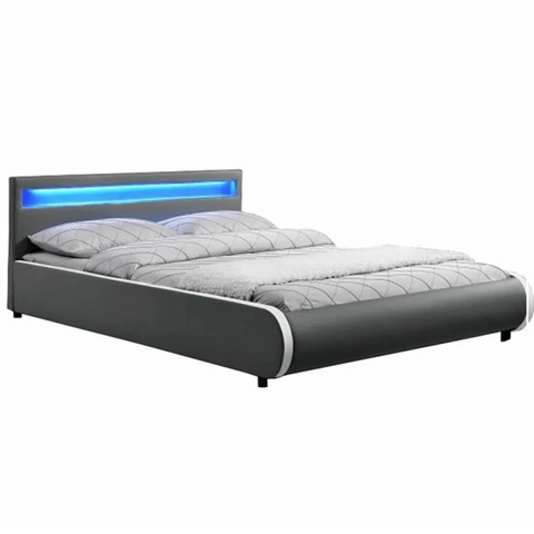 Franciaágy RGB LED világítással szürke 180x200 DULCEA