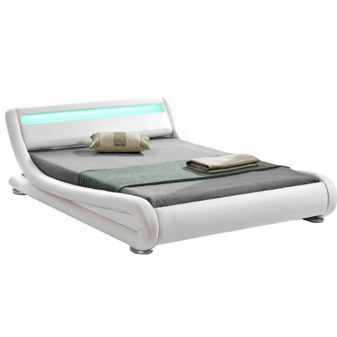 Modern ágy RGB LED világítással fehér 180x200 FILIDA