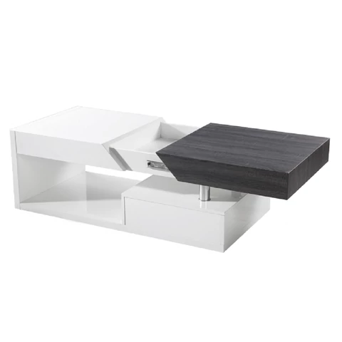 Dohányzó asztal fehér fény szürke fa design MELIDA