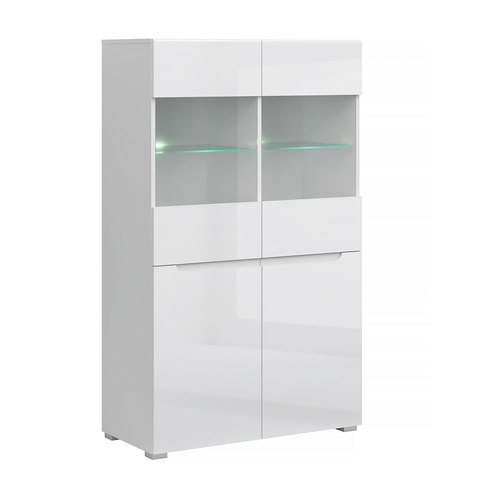 Vitrin 2D2W fehér fehér extra magasfényű HG JOLK