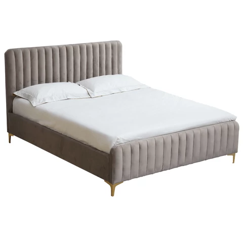 Ágy szürkésbarna Taupe króm arany matt 160x200 KAISA