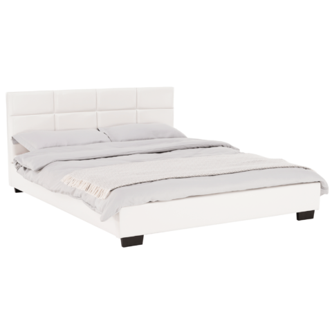 Ágy ágyráccsal 160x200 fehér textilbőr MIKEL