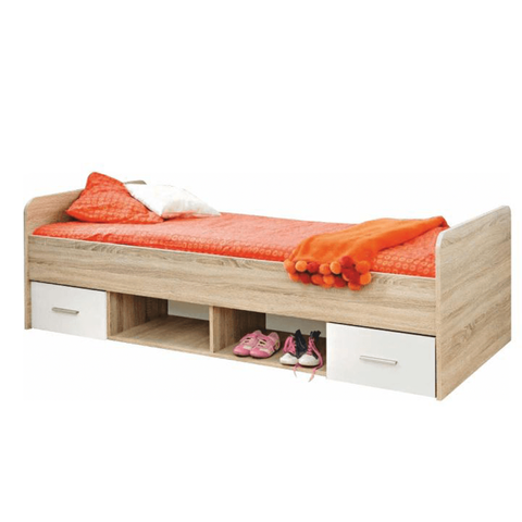 Ágy fiókokkal sonoma tölgyfa fehér EMIO 04 TÍPUS 90 cm